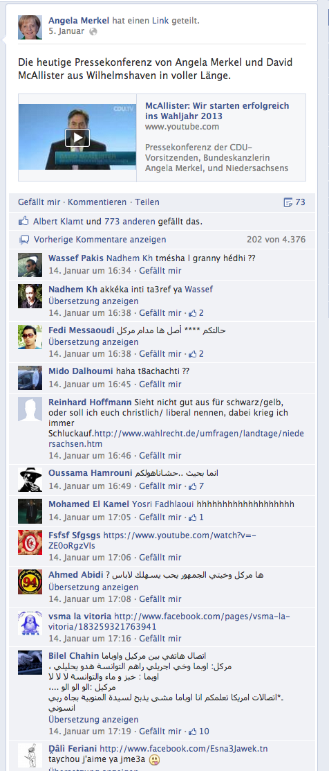 angela merkel facebook tunesien