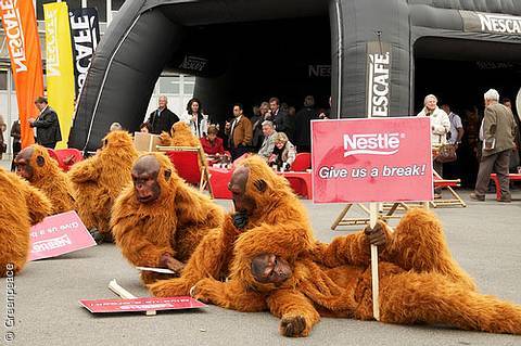 greenpeace kitkat nestle affenkostüm